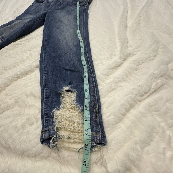 HARPER Overalls Womens MEDIUM Denim Bibs Stretch Distressed Medium Wash - Picture 14 of 16